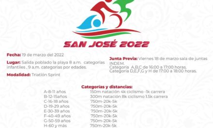 Natación, ciclismo y carrera pedestre conformarán el 1er. Triatlón San José del Cabo 2022.