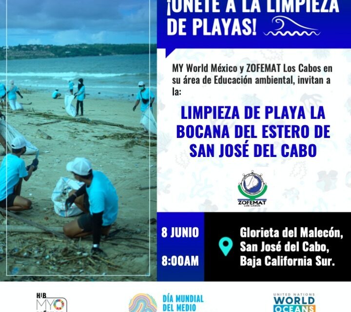 Súmate a la jornada de limpieza que Zofemat Los Cabos realizará en la playa La Bocana para celebrar el Día Mundial de los Océanos