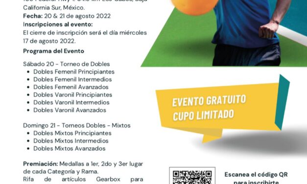 Se llevará a cabo el “1er Torneo Los Cabos Pickleball”